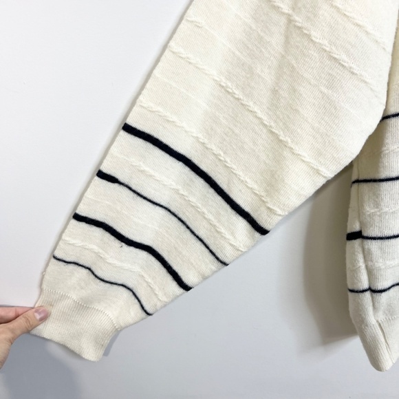 Vintage Blu E BLU Italy cream navy nautical oversized Wool Blend Sweater M - Picture 8 of 11